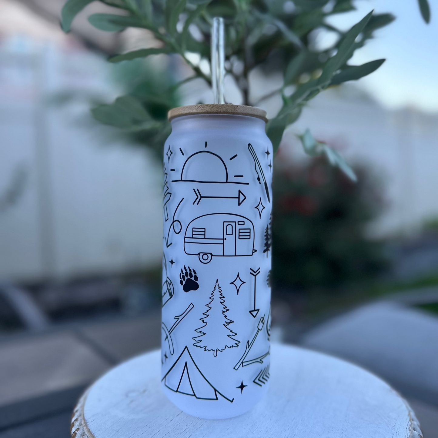25oz Frosted Glass Can