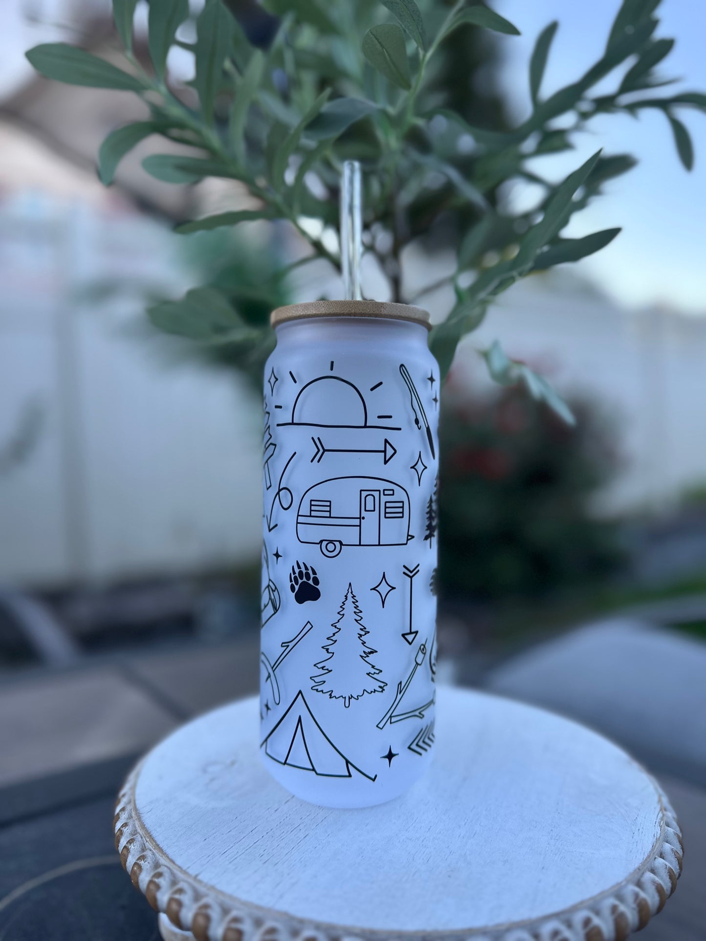 25oz Frosted Glass Can