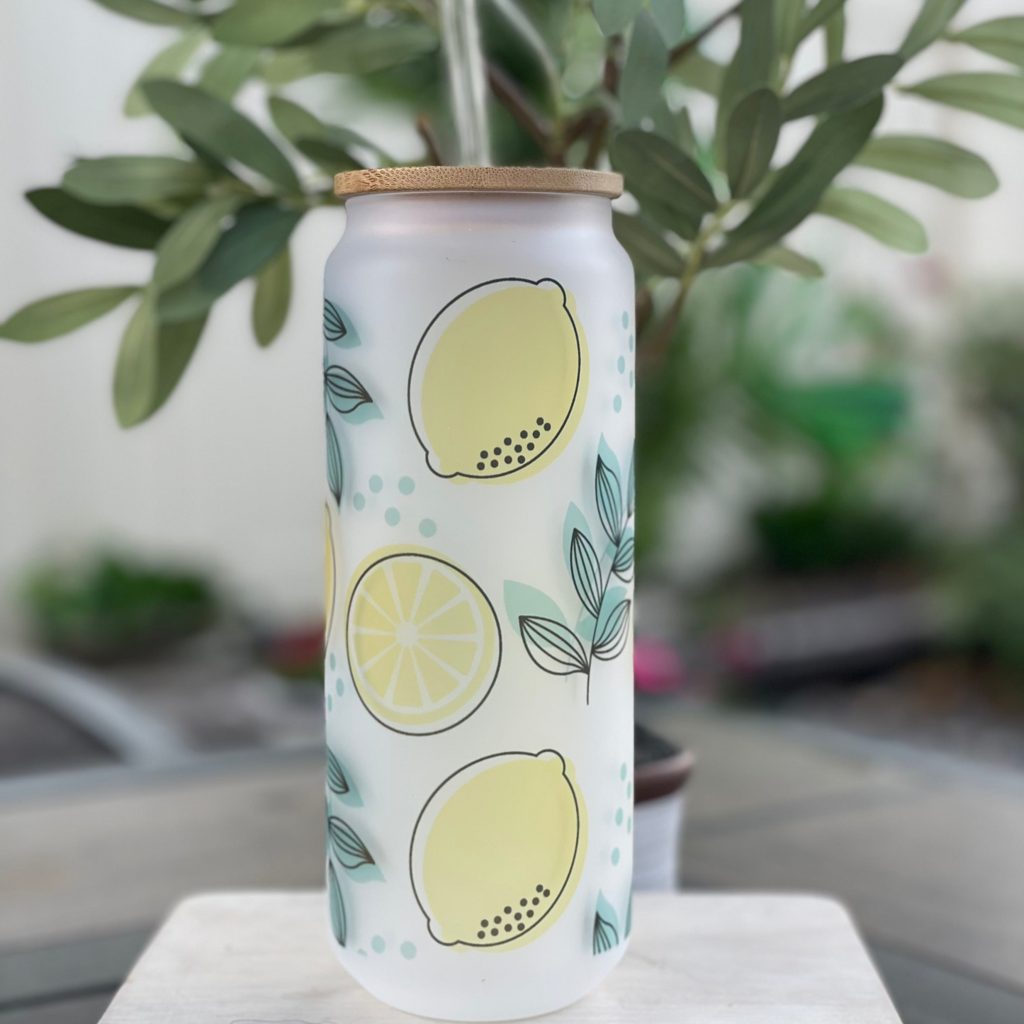 25oz Frosted Glass Can