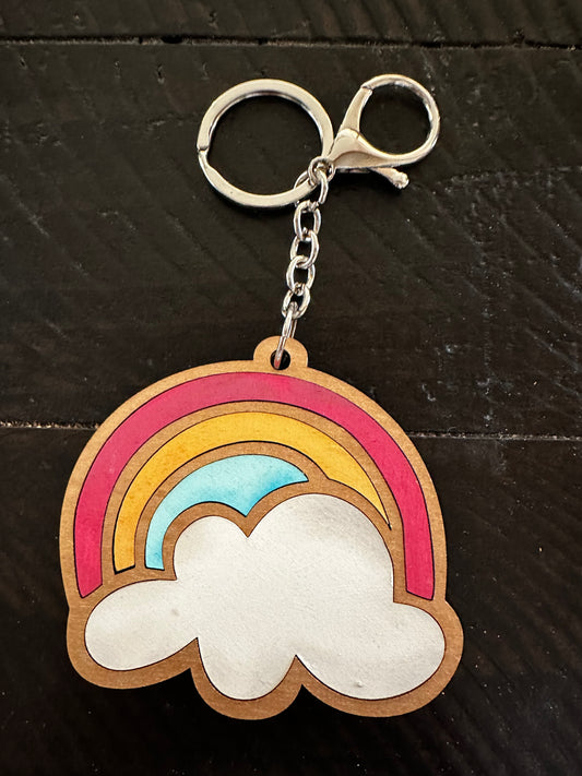 Rainbow and cloud keychain/bag tag