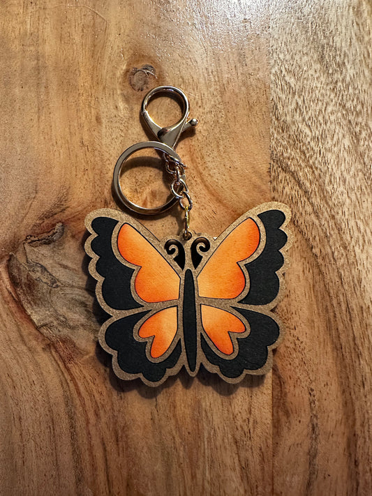 Butterfly Wood Keychain