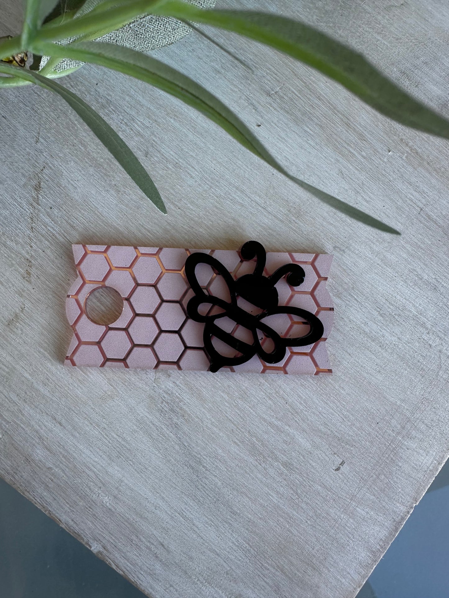 Bee on rose gold honeycomb Stanley topper