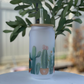 cactus frosted glass can
