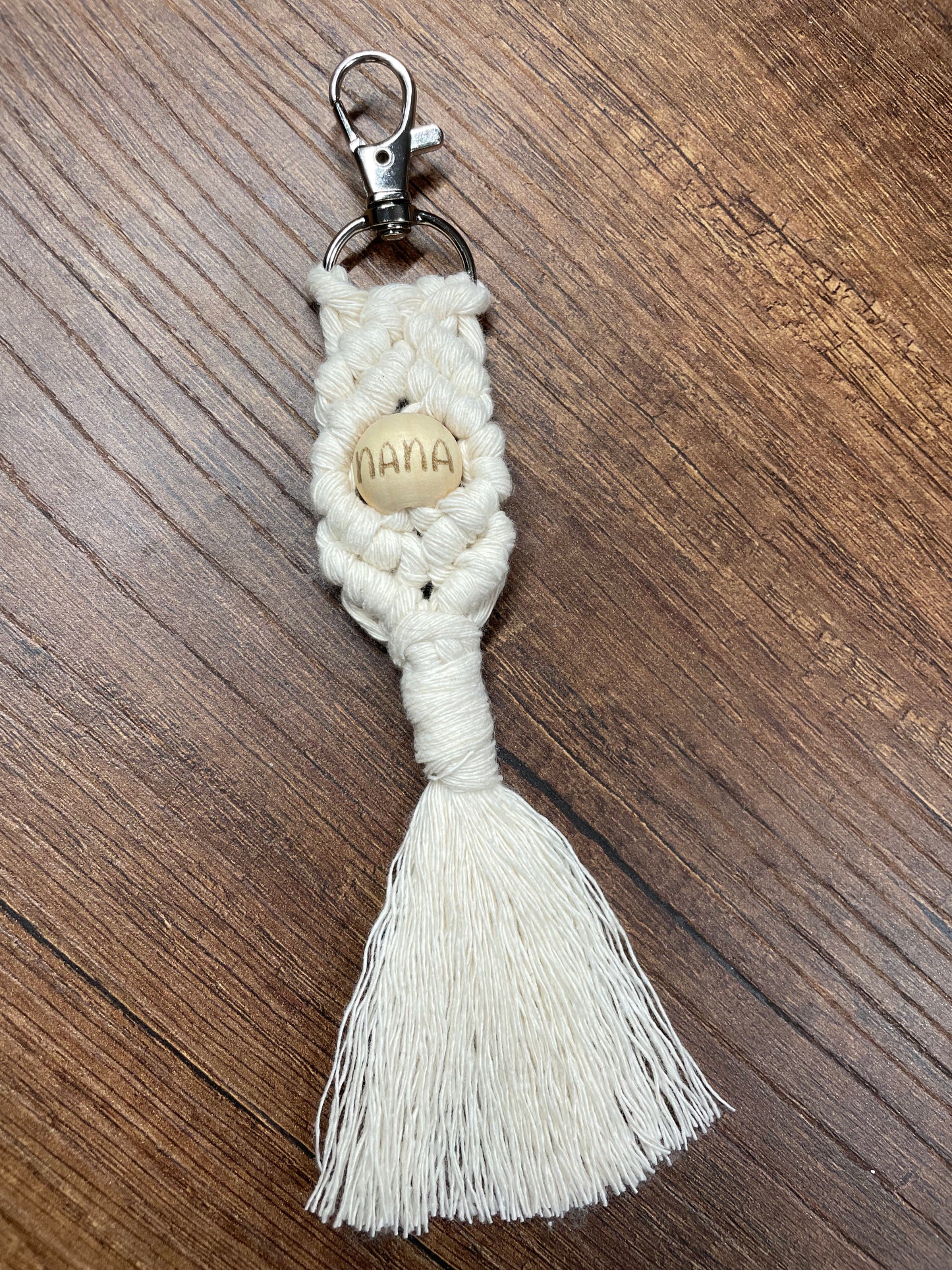 Macrame keychain with Engraved Bead