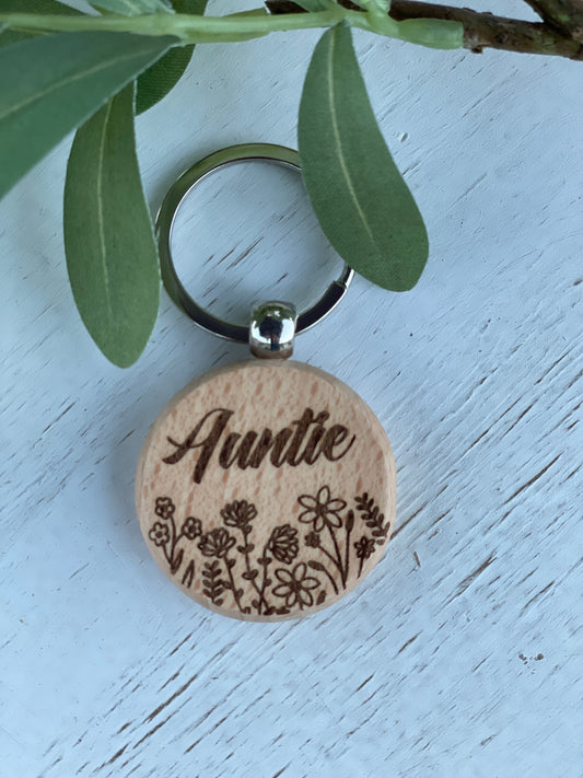 Wood Engraved Keychain