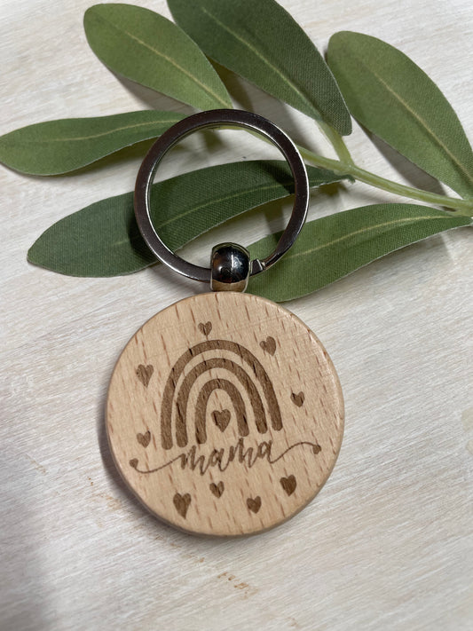 Wood engraved keychain