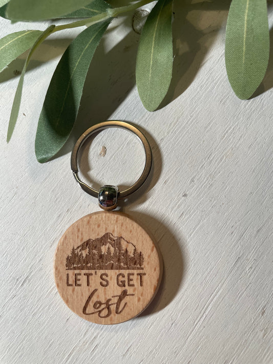 Engraved wood keychain