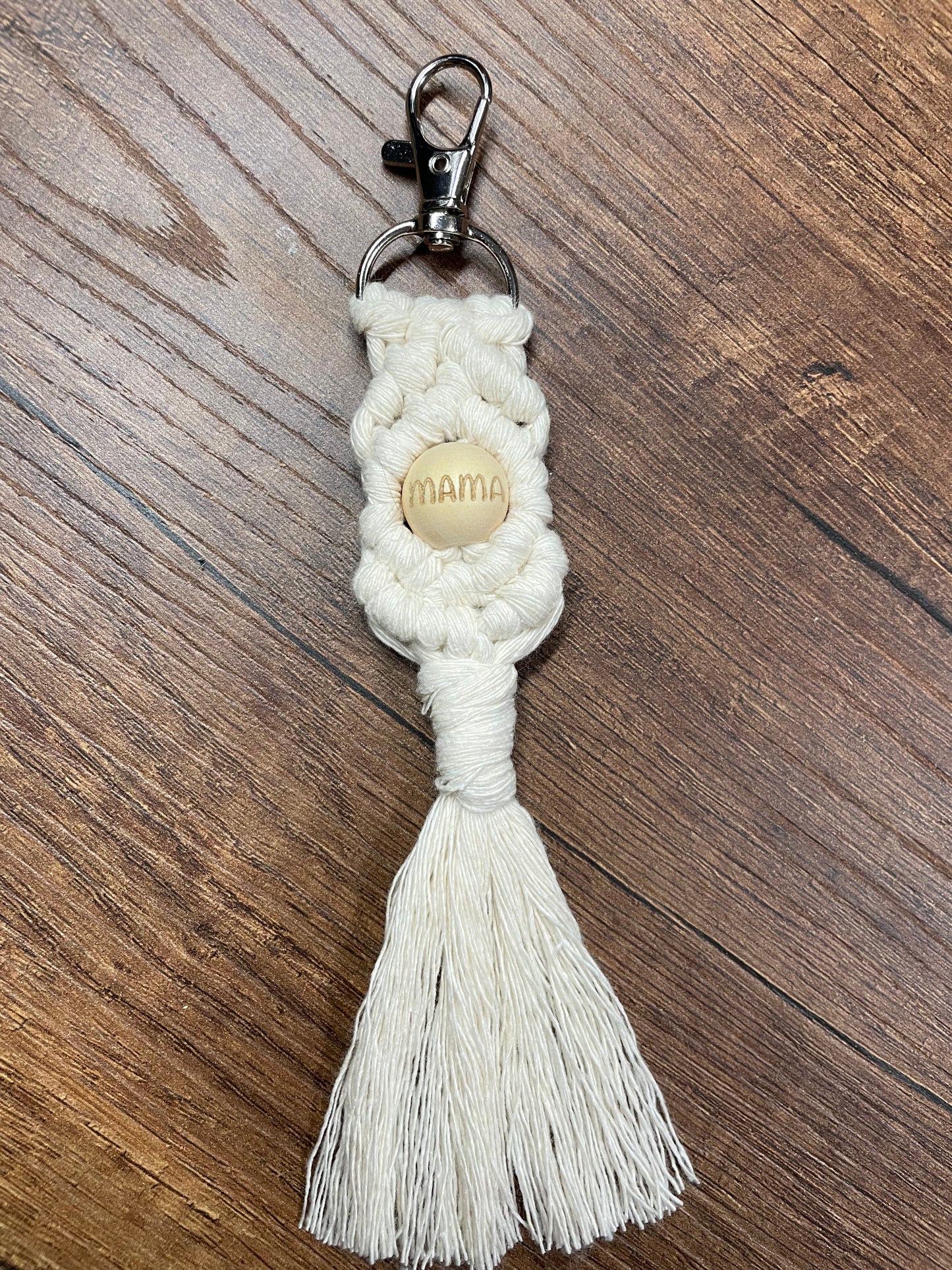 Macrame keychain with Engraved Bead